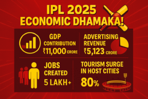 IPL 2025 final economic impact infographic: GDP growth, jobs, tourism in Ahmedabad, and ad revenue
